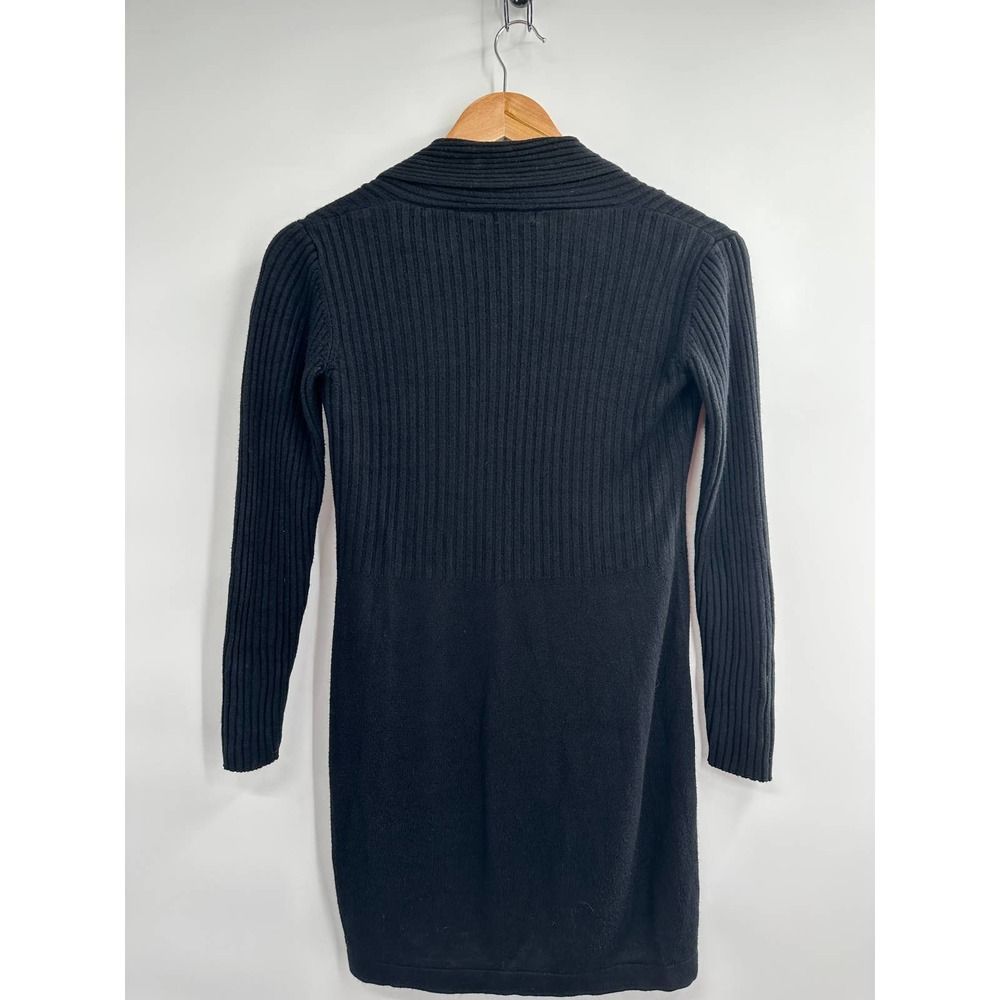 AVA Black Ribbed Open Front Cardigan Small - Picture 9 of 9